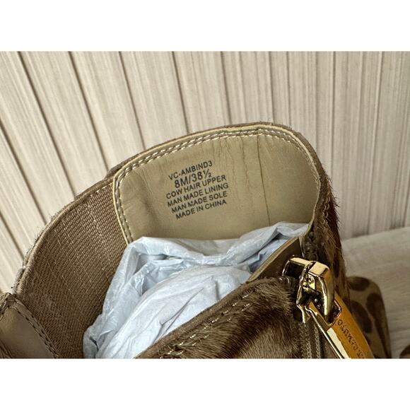 Vince Camuto Womens Ambind Ankle Boots Stiletto Cow Hair Leopard Zip Up 8M - Picture 10 of 15